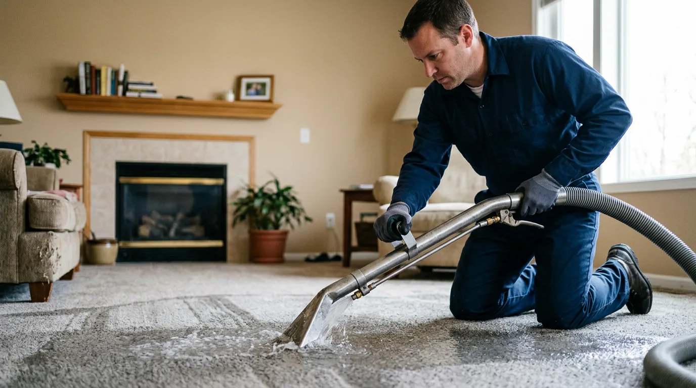 Water damage restoration technician working near Numidia, PA